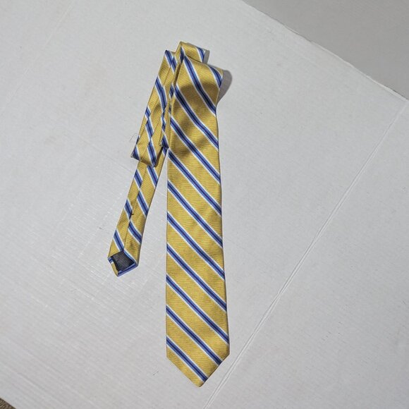 Brooks Brothers Makers & Merchants Yellow Blue Striped Silk Tie - Picture 3 of 7